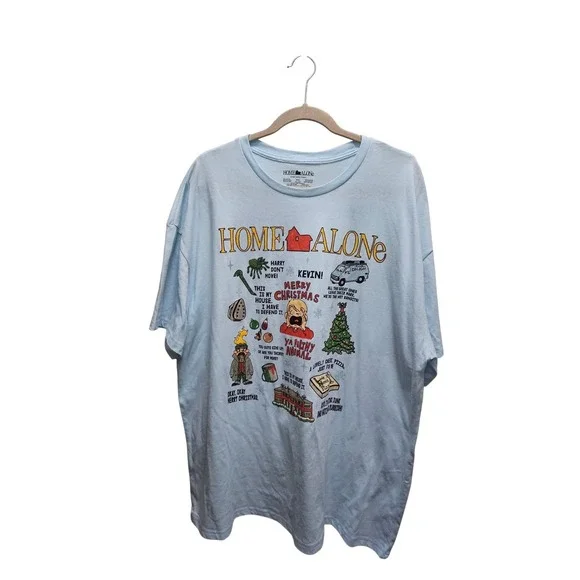 Home Alone Movie Graphic T Shirt Men's XXL Light Blue Christmas Comedy Film - Picture 3 of 4